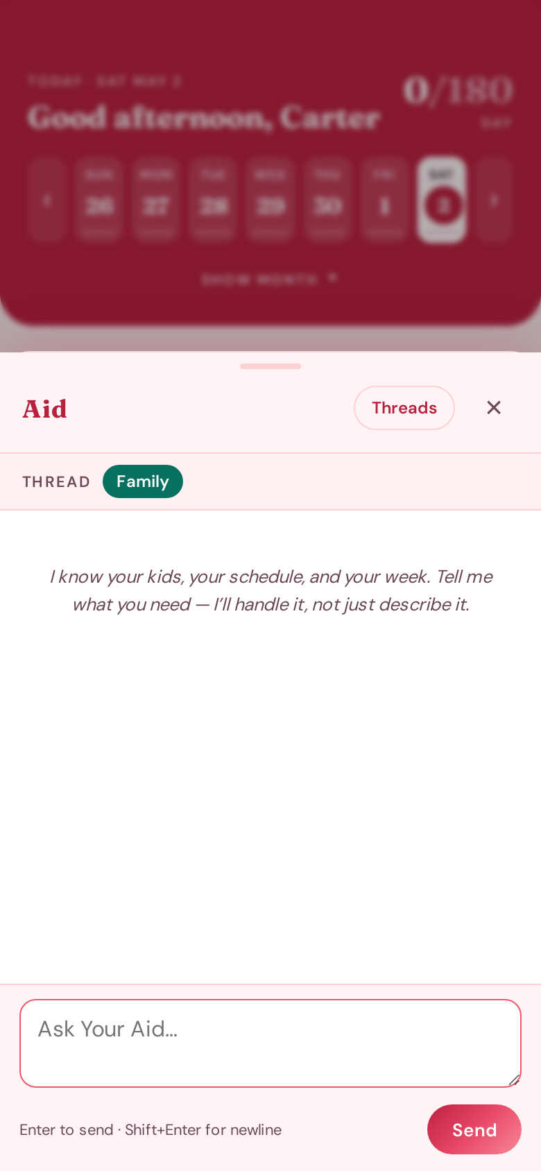 The Aid — a docked panel that knows your kids, schedule, and week