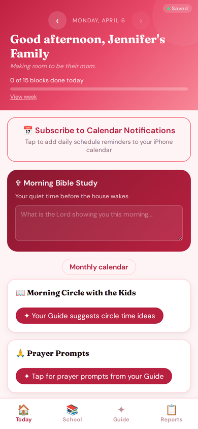 Today tab — your daily rhythm